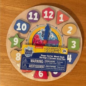 New In Package, Blues Clues Shape Sorter Wood Clock